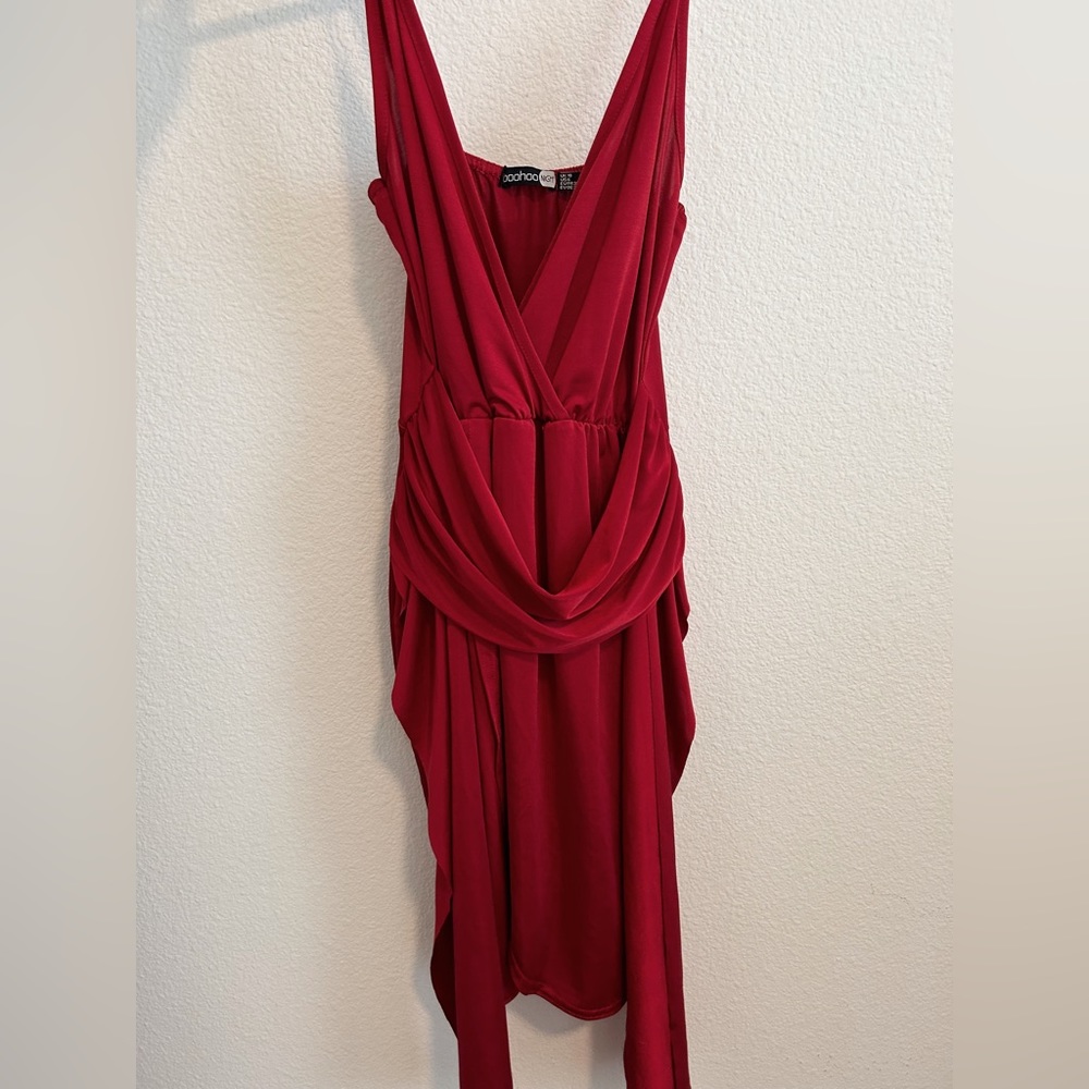 NWT boohoo wrap red dress